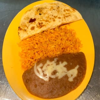 Cheese Quesadilla, Rice and Beans